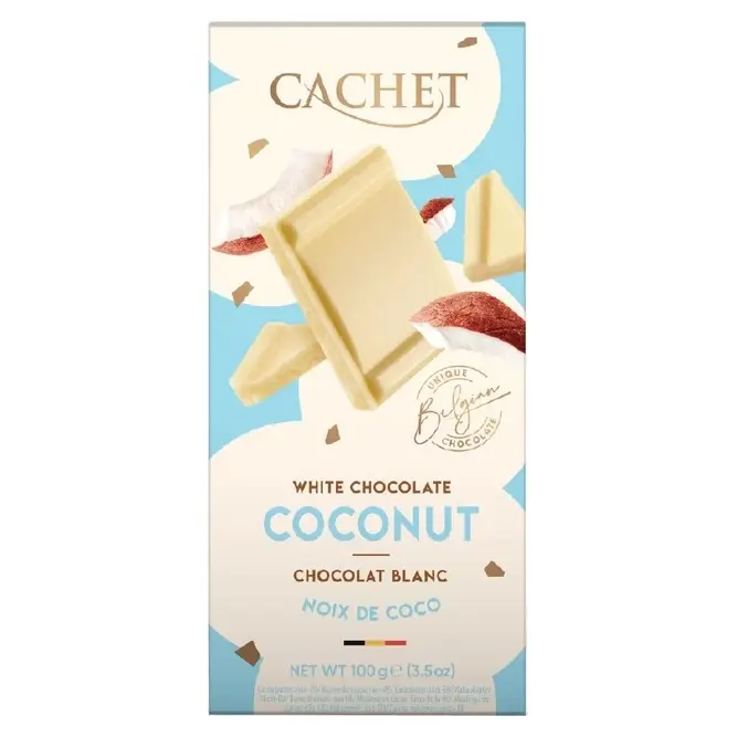 Шоколад білий з кокосом Cachet  White Chocolate Coconut Бельгія 100 г