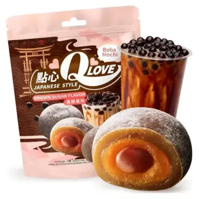Моті (японське тістечко) із брауні Qlove Boba Mochi Brown Sugar Flavor (8х15г) 120г Тайвань