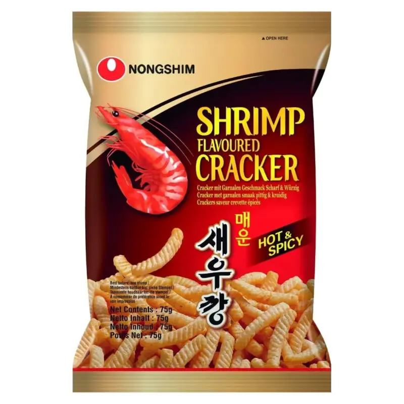 Крекери зі смаком гострих креветок Nongshim Shrimp Flavoured Cracker Hot&Spicy 75г Південна Корея