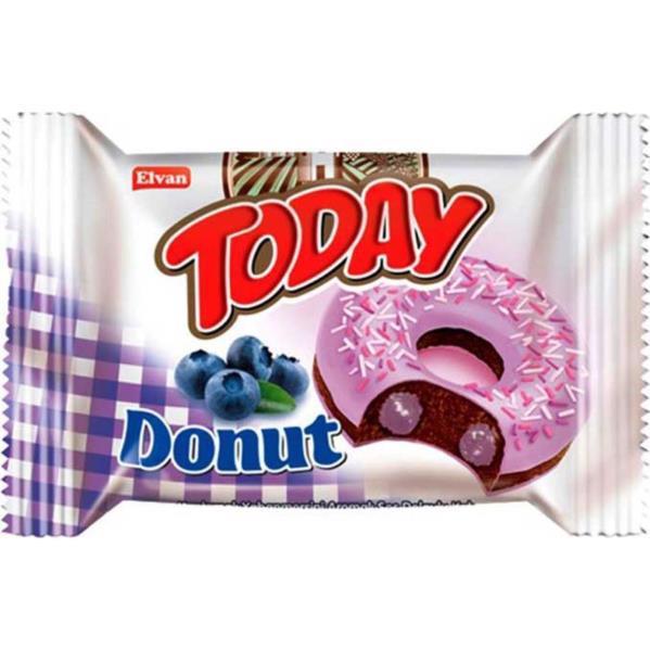 Кекс (донат) в глазурі зі смаком чорниці Elvan Today Donut Blueberry 50г Туреччина