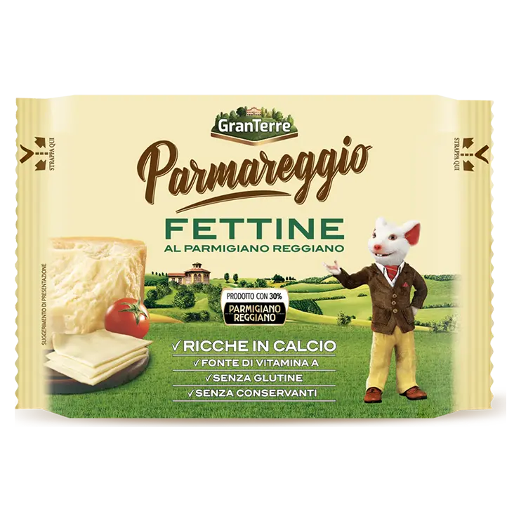 Сир тостовий з пармезаном БЕЗ ГЛЮТЕНА Gran Terre Parmareggio Fettine 150 г Італія