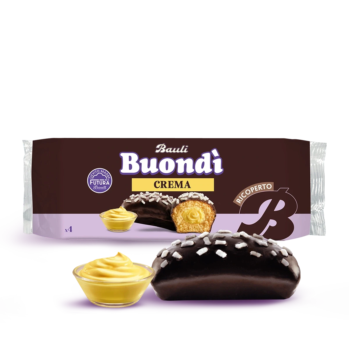 Кекс із вершковим кремом у шоколадній глазурі Bauli Buondi crema (4х46г) 184г Італія