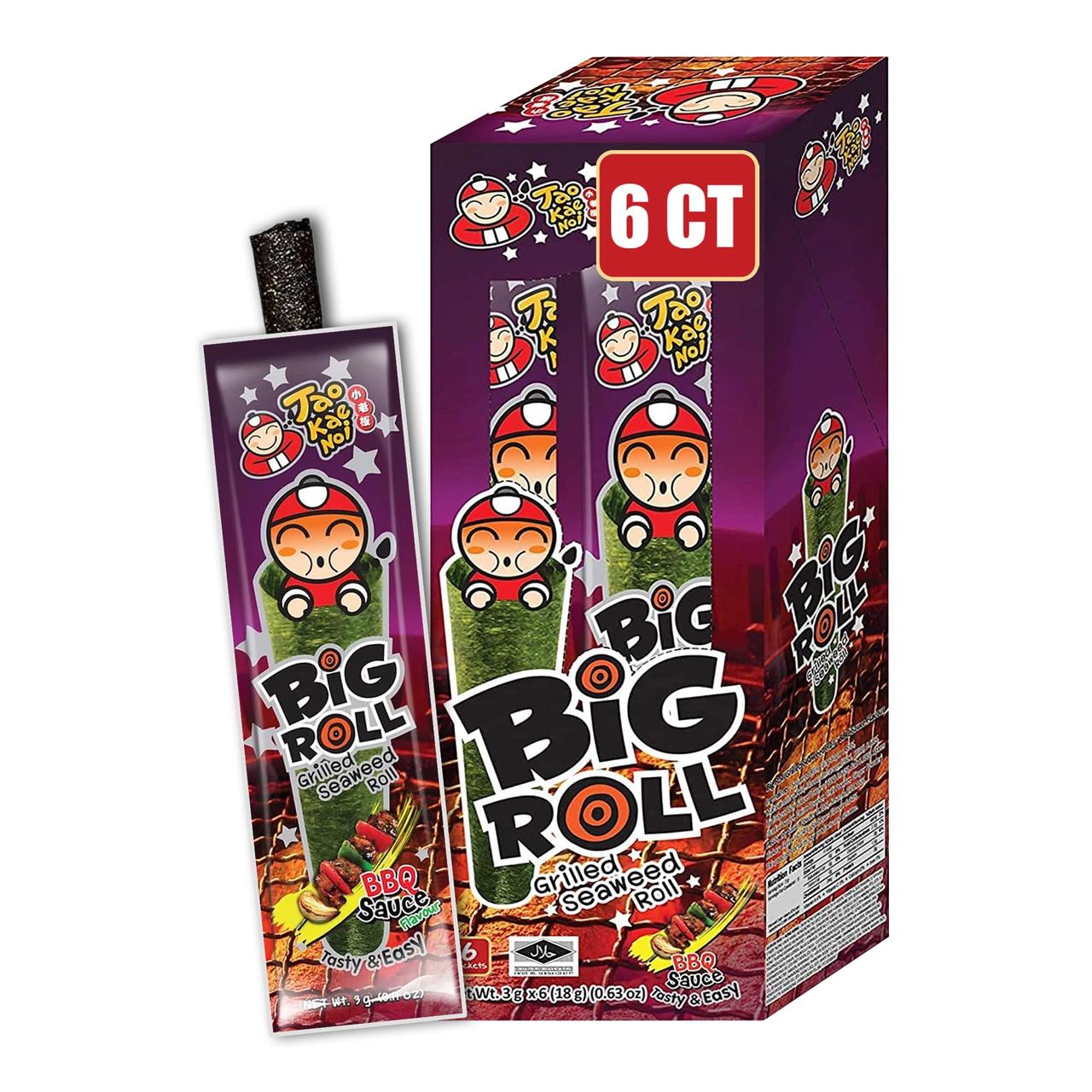 Снек-рол із водоростей зі смаком соусу барбекю Tao Kae Noi Big Roll BBQ Sauce 18г(6x3г) Таїланд
