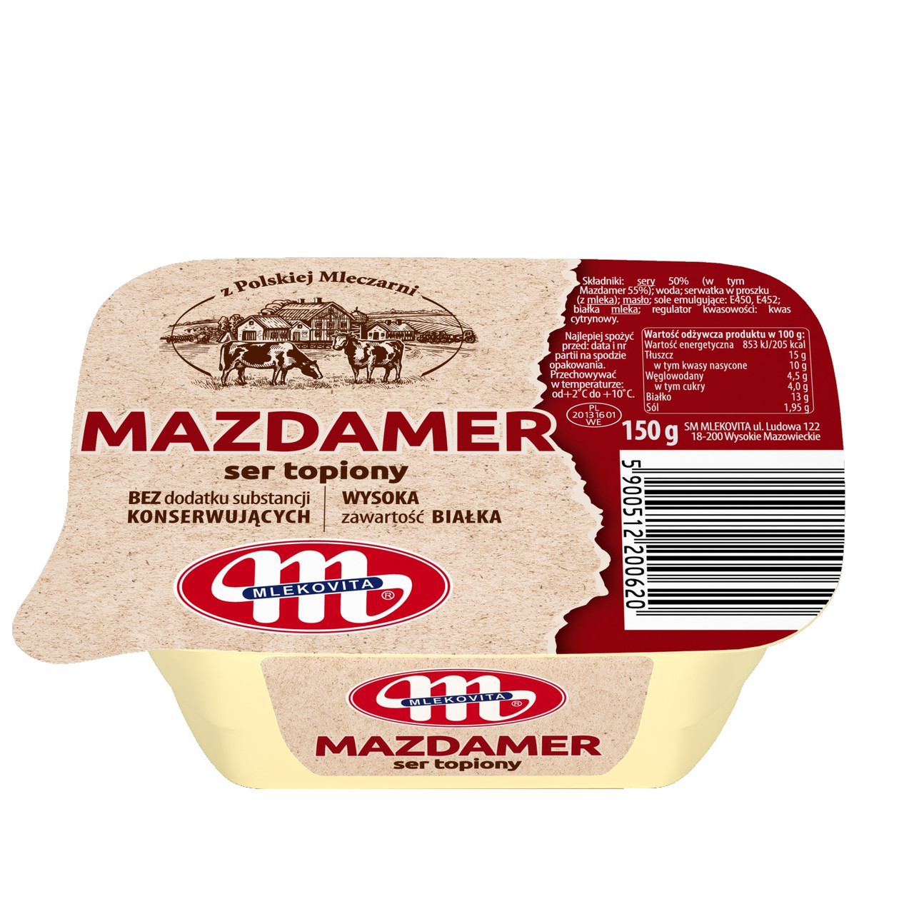 Сир плавлений Маздамер Mlekovita Mazdamer 150г Польща