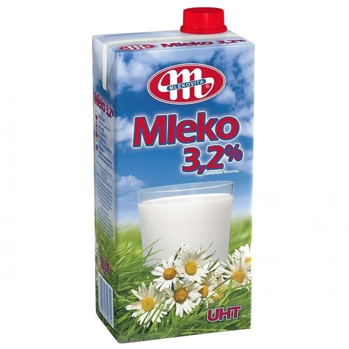 Молоко ультрапастеризоване Mlekovita 3,2% 1л Польща