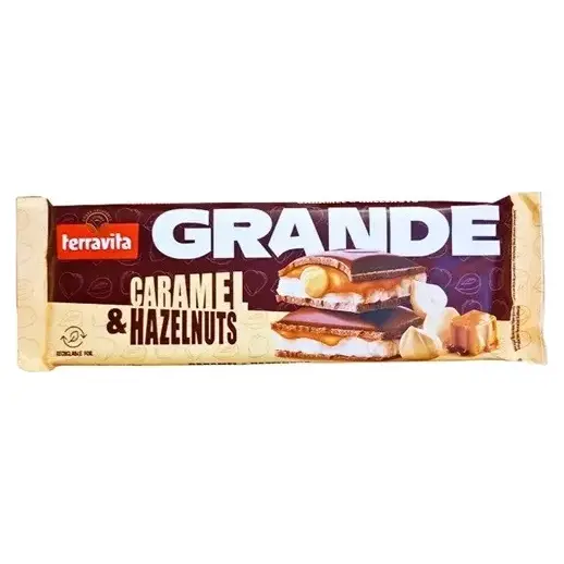 Шоколад молочний з Карамеллю і фундуком Terravita Caramel & Hazelnuts 235 г Польща