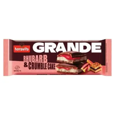 Шоколад молочний з ревенем та крамблом Terravita Rhubarb & Crumble Cake 235 г Польща