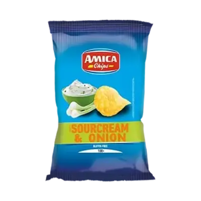 Чіпси картопляні зі сметаною та цибулею Amica Chips Sour Cream & Onion 100г Італія
