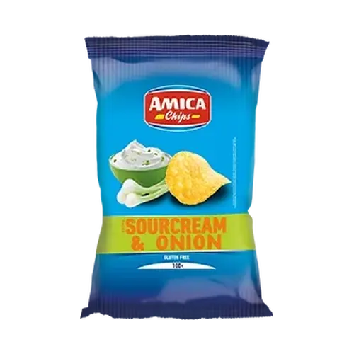 Чіпси картопляні зі сметаною та цибулею Amica Chips Sour Cream & Onion 100г Італія