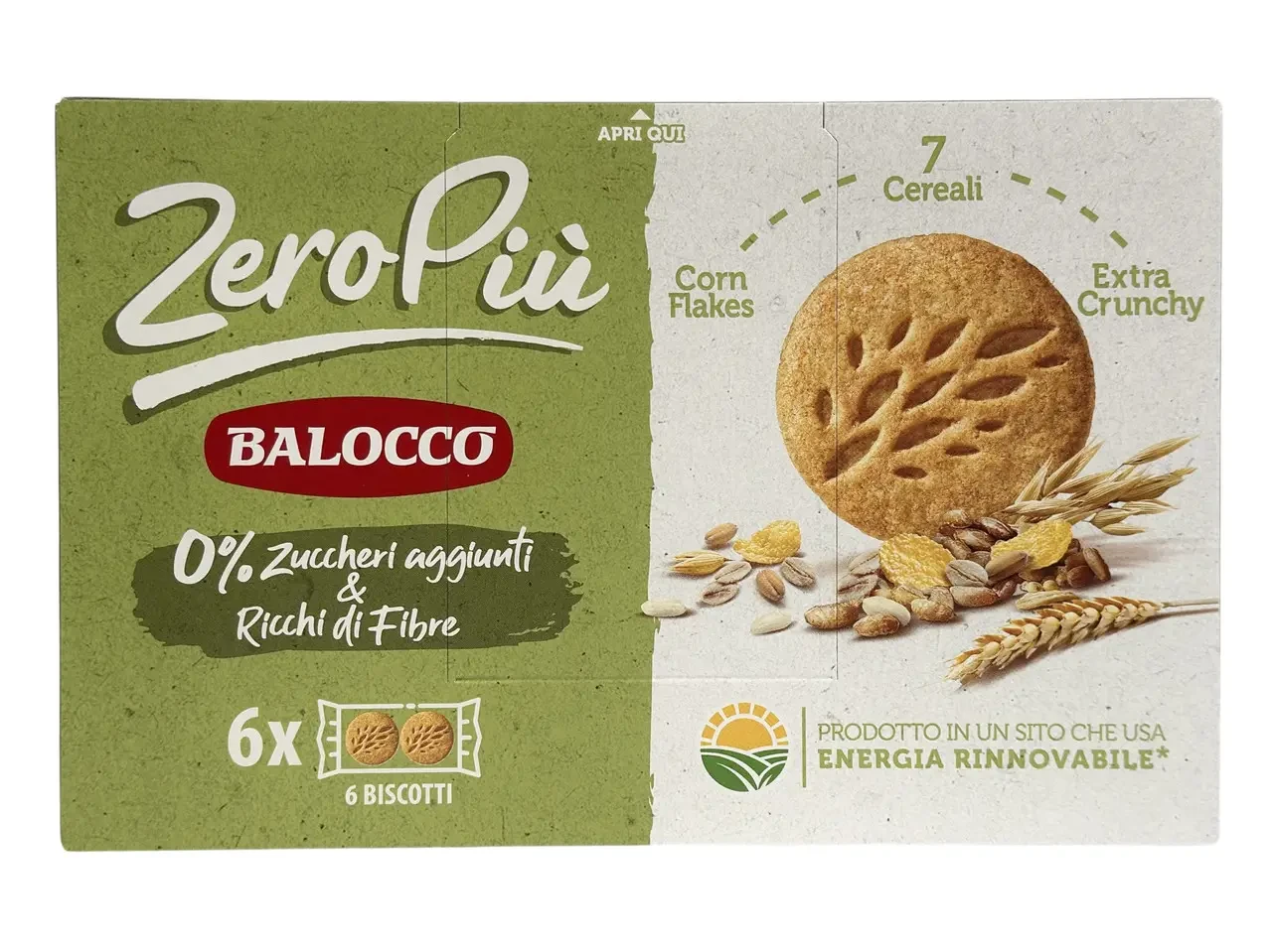 Печиво пісочне 7 злаків БЕЗ ЦУКРУ Balocco ZeroPiu 7 Cereali (6*38.3г) 230г Італія