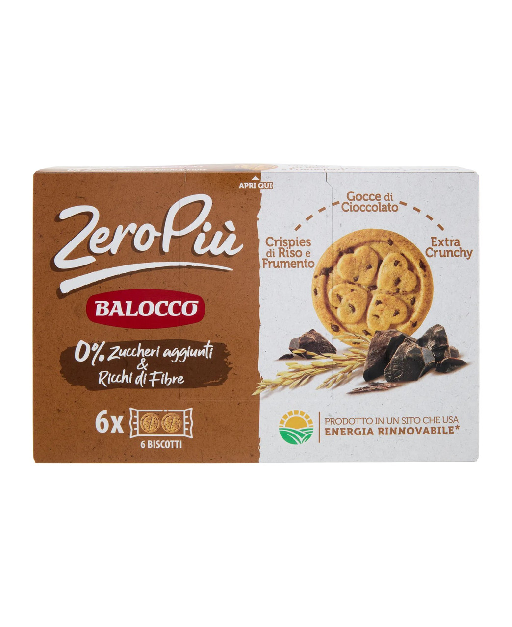 Печиво пісочне з шоколадною крихтою БЕЗ ЦУКРУ Balocco ZeroPiu Gocce di Cioccolato (6*35г) 210г Італія