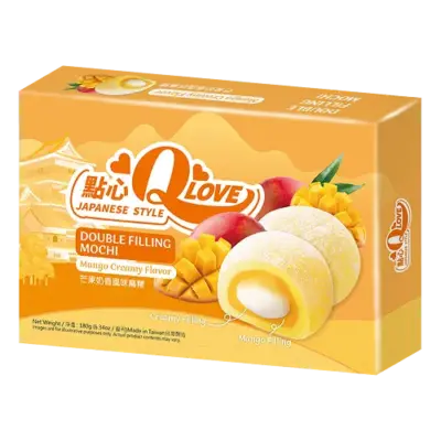 Моті (японське тістечко) зі смаком манго Qlove Japanese Style Double Filling Mochi Mango Creamy  180г Тайвань