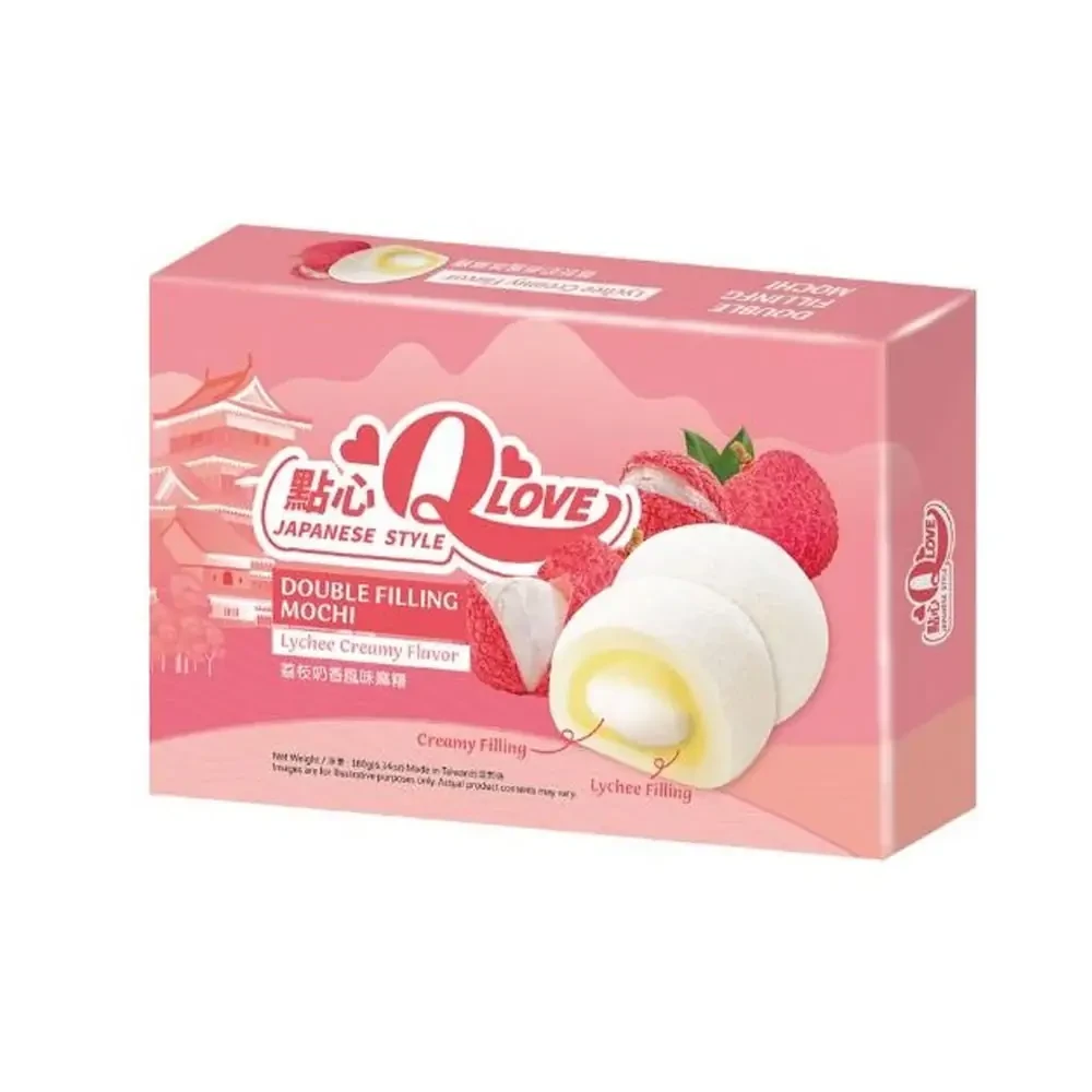Моті (японське тістечко) личі Qlove Japanese Style Double Filling Mochi Lychee Creamy Flavor 180г Тайвань
