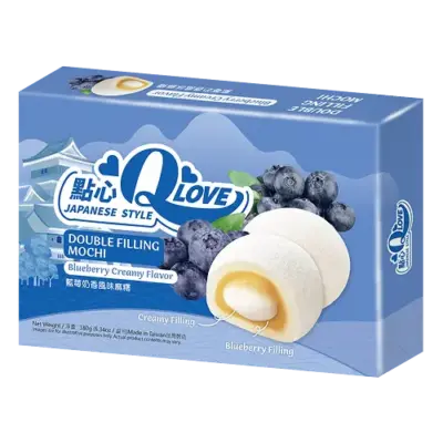 Моті (японське тістечко) чорниця Qlove Double Filling Mochi Blueberry Creamy Flavor 180г Тайвань
