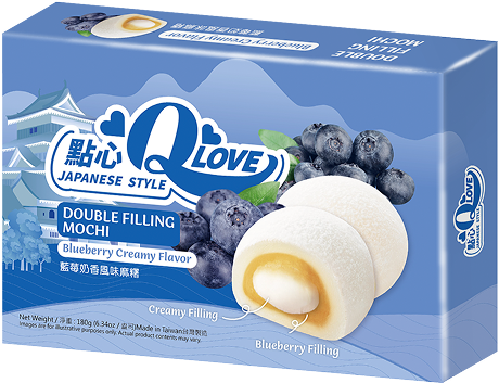 Моті (японське тістечко) чорниця Qlove Double Filling Mochi Blueberry Creamy Flavor 180г Тайвань