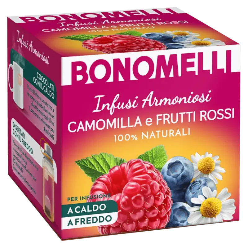 Натуральний чай з ромашки та червоних ягід Bonomelli Camomilla e Frutti Rossi (12×2г) 24г Італія