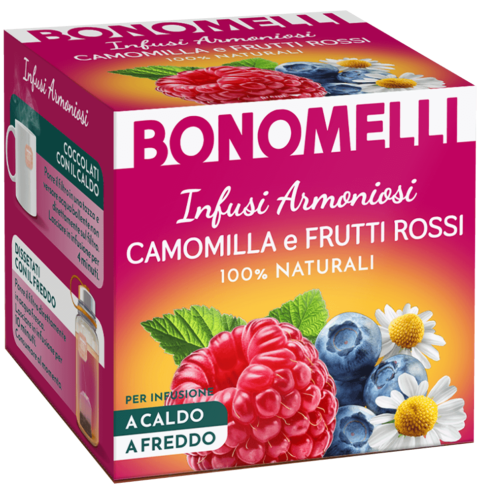 Натуральний чай з ромашки та червоних ягід Bonomelli Camomilla e Frutti Rossi (12x2г) 24г Італія
