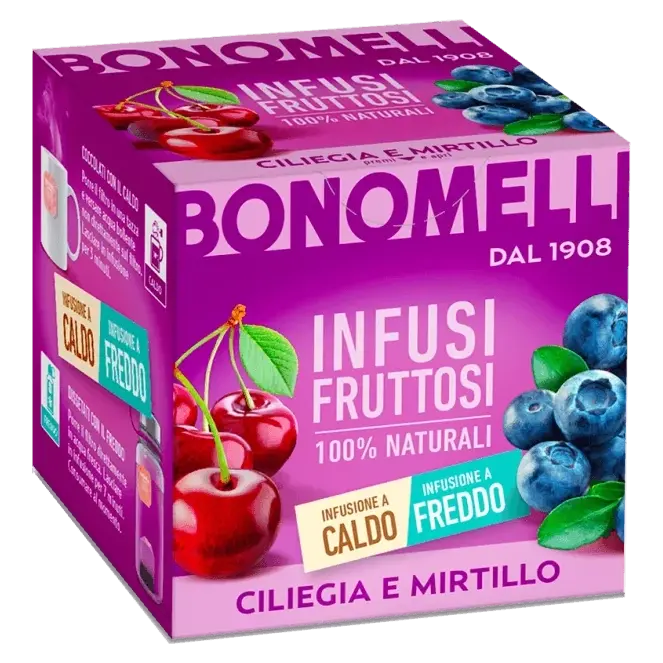 Натуральний чай вишня з чорницею Bonomelli Infusi Fruttosi Ciliegia e Mirtillo (12×2г) 24г Італія