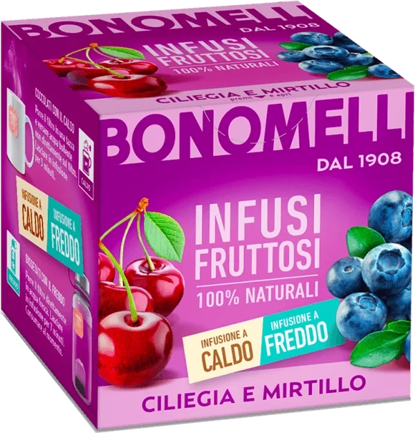 Натуральний чай вишня з чорницею Bonomelli Infusi Fruttosi Ciliegia e Mirtillo (12x2г) 24г Італія