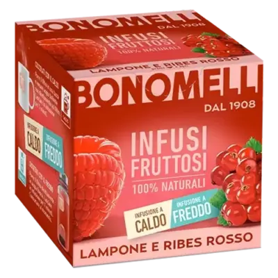 Натуральний чай малина з червоною смородиною Bonomelli Infusi Fruttosi Lampone e Ribes Rosso (12x2г) 24г Італія