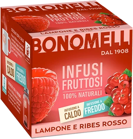 Натуральний чай малина з червоною смородиною Bonomelli Infusi Fruttosi Lampone e Ribes Rosso (12x2г) 24г Італія