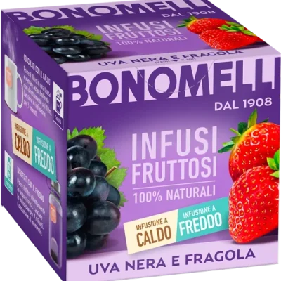 Натуральний чай Чорна смородина з полуницею Bonomelli Infusi Fruttosi Uva Nera e Fragola (12x2г) 24г Італія