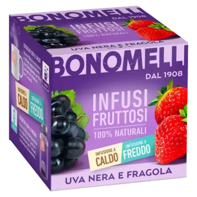 Натуральний чай Чорна смородина з полуницею Bonomelli Infusi Fruttosi Uva Nera e Fragola (12x2г) 24г Італія