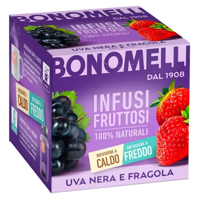 Натуральний чай Чорна смородина з полуницею Bonomelli Infusi Fruttosi Uva Nera e Fragola (12×2г) 24г Італія