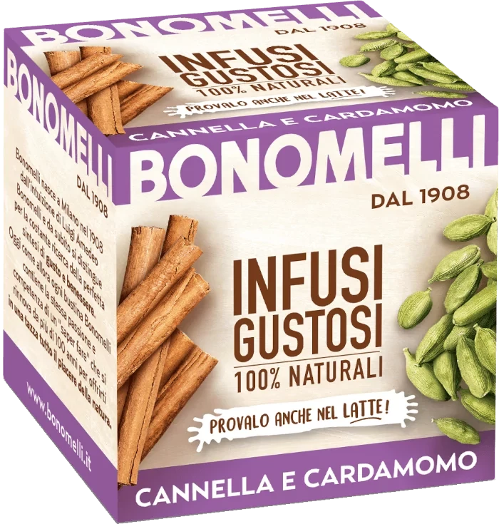 Натуральний чай кориця з кардамоном Bonomelli Infusi Gustosi Cannella e Cardamomo (10x2г) 20г Італія