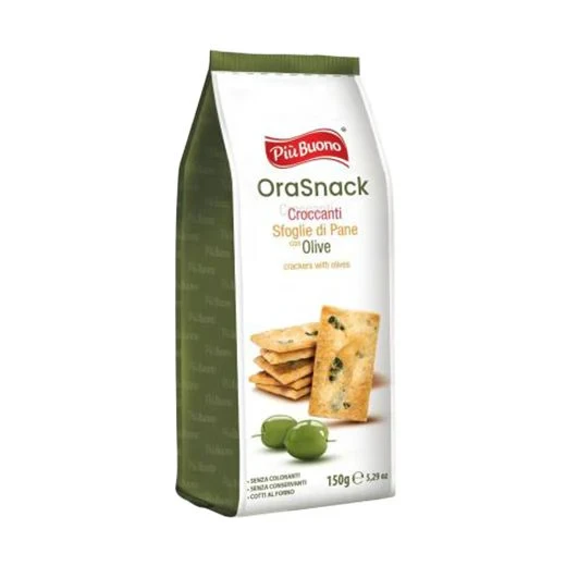 Хлібні снеки з оливками Piu Buono OraSnack Croccanti con Olive 150г Італія
