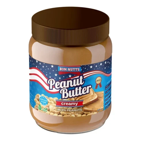 Арахісова паста БЕЗ ПАЛЬМОВОГО МАСЛА Bon Nutts Penut Butter Crunchy 500 г Франція