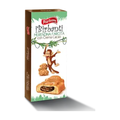Бісквітне тістечко з шоколадним кремом Piu Buono  Buono Ibirbanti merendina con crema al cacao (4x30г)120г Італія