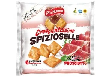 Крекер зі смаком прошутто Piu Buono Sfizioselle Croccantissime Gusto Prosciutto (6x30г) 180г Італія