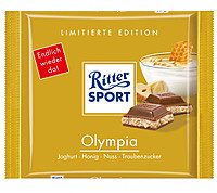 Шоколад Ritter Sport OLYMPIA (ЙОГУРТ, МЕД, ОРЕХ) Німеччина 100 г