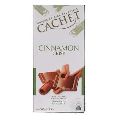 Шоколад Cachet (Кашет) молочний з корицею хрусткий Бельгія 100 г