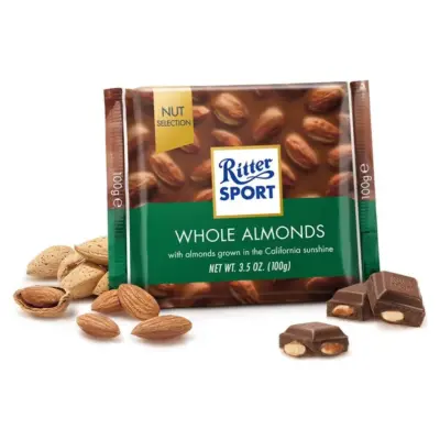 Шоколад RITTER SPORT WHOLE ALMONDS ( цілісний мигдаль) Німеччина 100г