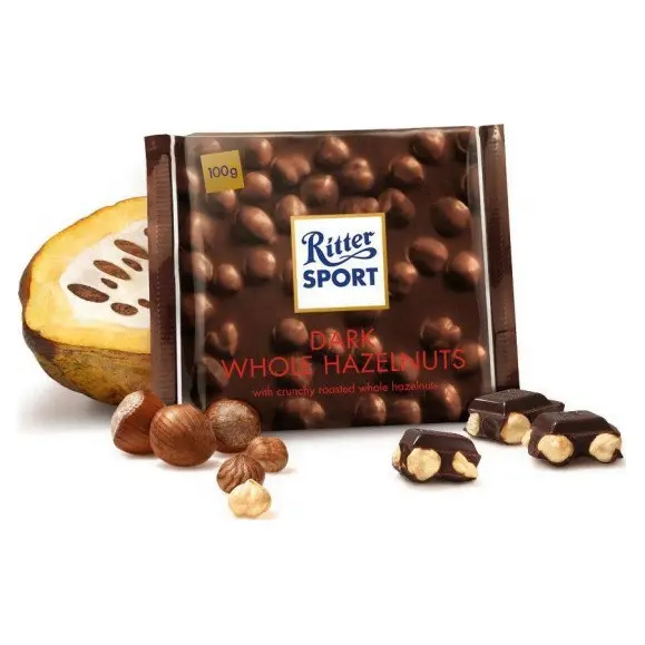 Шоколад Ritter Sport DARK WHOLE HAZELNUTS (цілісний лісовий горіх) Німеччина 100г