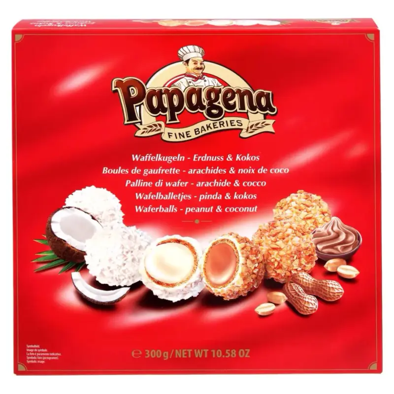 Цукерки Papagena (Папагена вафельні кульки з кокосом і арахісом) Австрія 300 г