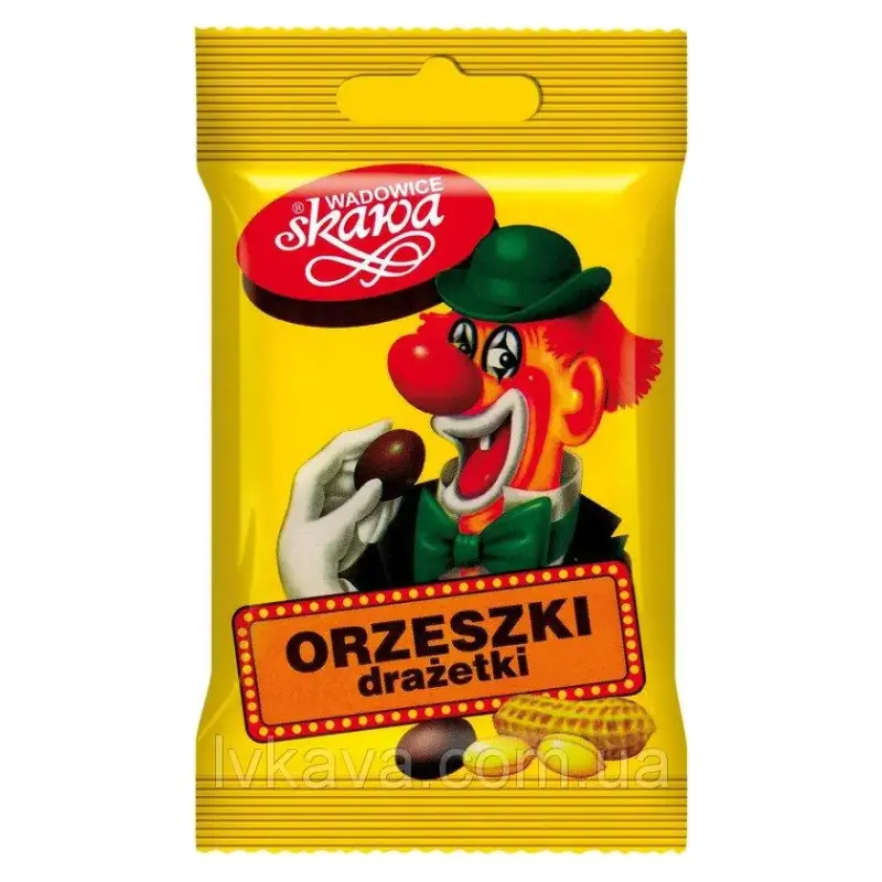 Горішки-драже Orzeszki drazetki Клоун ( арахіс у шоколаді) Польща 70г