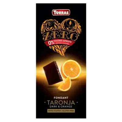Чорний шоколад без цукру Torras ZERO NEGRA TARONJA з апельсином Іспанія 125 г