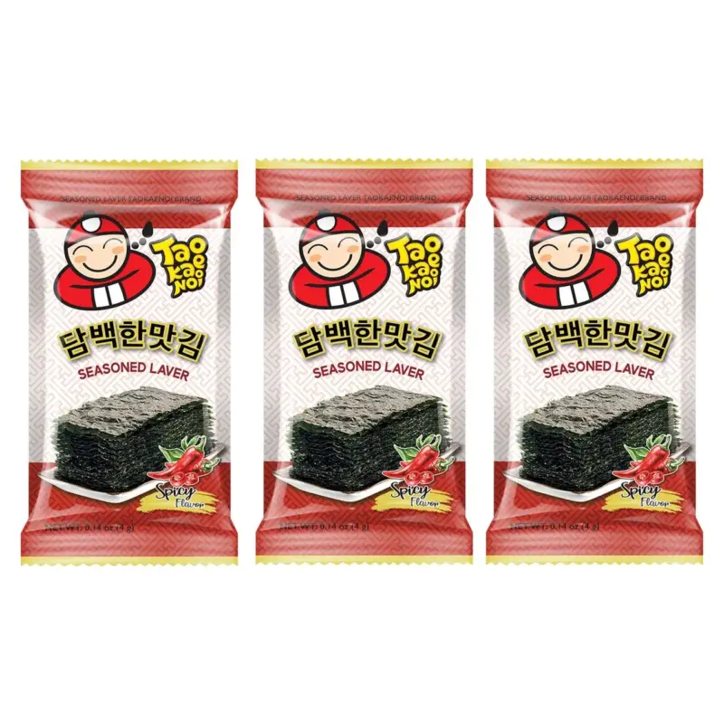 Хрумкі морські водорості Tao Kae Noi Seasoned Laver Spicy Flavor (3х4г) 12г Таїланд