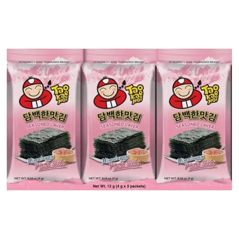 Хрумкі морські водорості Tao Kae Noi Seasoned Laver Himalayan Pink Salt (3х4г) 12г Таїланд