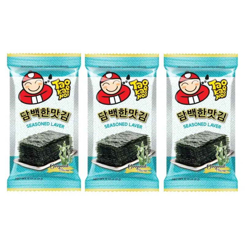 Хрумкі морські водорості Tao Kae Noi Seasoned Laver Original (3х4г) 12г Таїланд