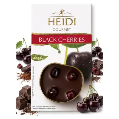 Шоколад чорний із цілою черешнею Heidi Black Cherries Dark 100 г Румунія