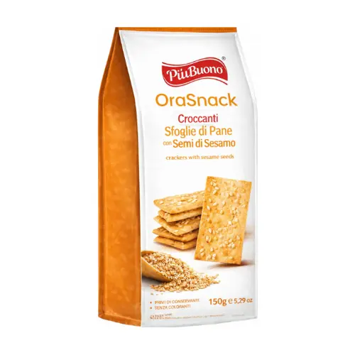 Хлібні снеки з кунжутом Orasnack Croccanti Sfoglie di Pane con Semi di Sesamo
