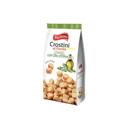 Кростіні запечені з оливковою олією Piu Buono Crostini Classici Olio d'Oliva 150г Італія