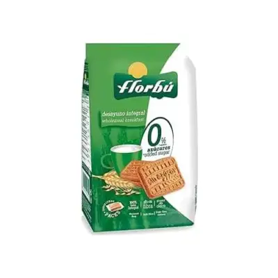 Печиво з борошна грубого помелу до сніданку БЕЗ ЦУКРУ Florbu Desayuno Integral Wnolemeal Breakfast 130г Іспанія