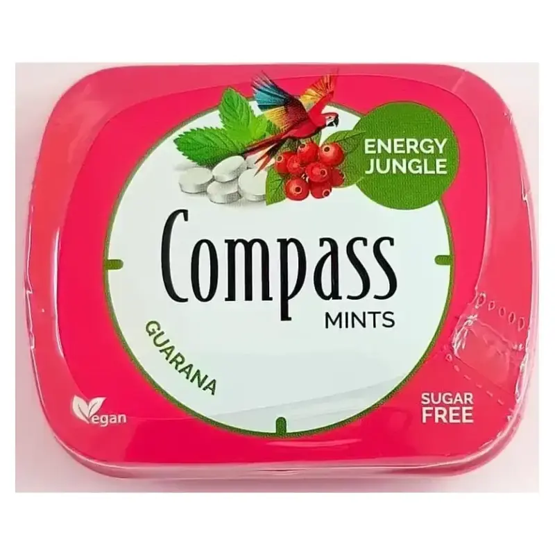 Льодяники БЕЗ ЦУКРУ Гуарана Compass Mints Guarana Energy Jungle  14 г Німеччина