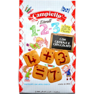 Печиво з пластівцями та шоколадом Campiello i Biscotti 1-2-3-300г Італія