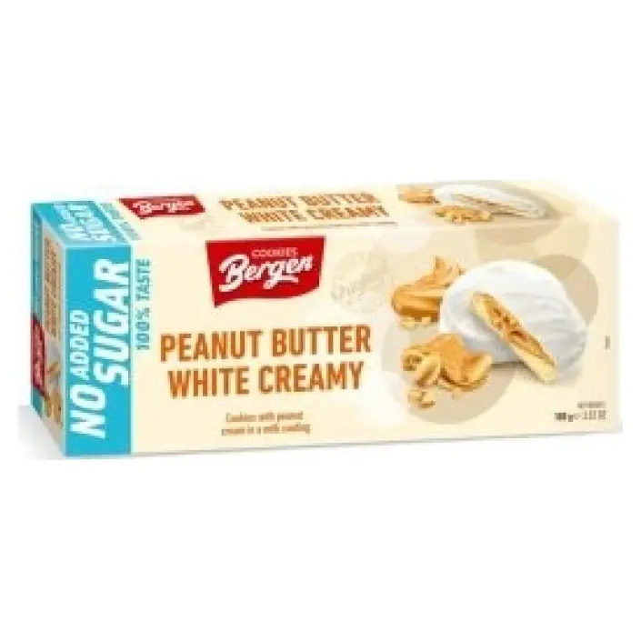 Пісочне печиво з арахісовим кремом БЕЗ ЦУКРУ Bergen Peanut butter White creamy 128г Польща